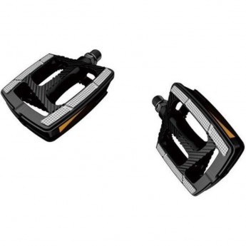 Педали FP-872ZU ось диам. 9/16" со светоотражателями, пластиковые чёрные Педали FP-872ZU ось диам. 9/16" со светоотражателями, пластиковые чёрные